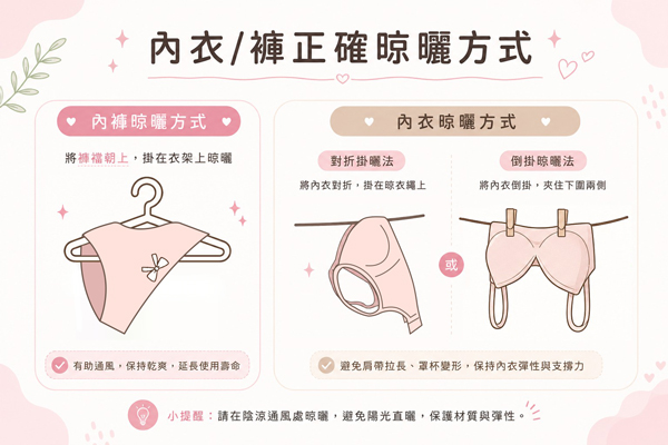 內衣褲正確晾曬方式