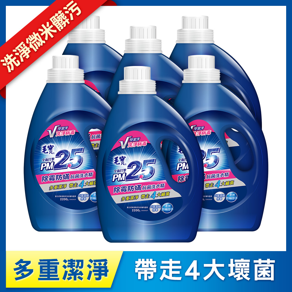 【毛寶】PM2.5抗菌洗衣精-除霉防蟎2200g x6