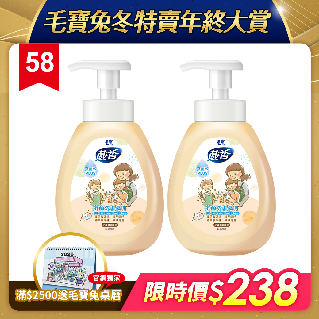 【毛寶】葳香抗菌洗手慕斯300g x2